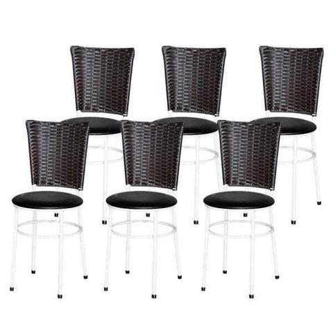 Kit 6 Cadeiras Branca para Cozinha Hawai Café - Preto