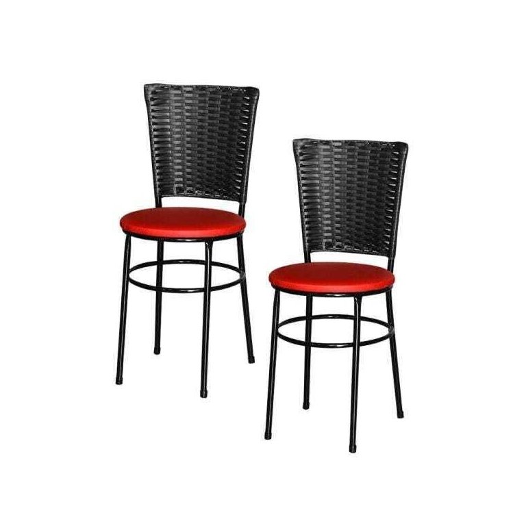 Kit 2 Cadeiras Preta para Cozinha Hawai Preta - Vermelho