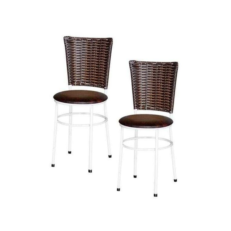 Kit 2 Cadeiras Brancas para Cozinha Hawai Cappuccino - Marrom