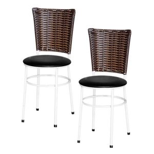 Kit 2 Cadeiras Brancas para Cozinha Hawai Cappuccino - Preto