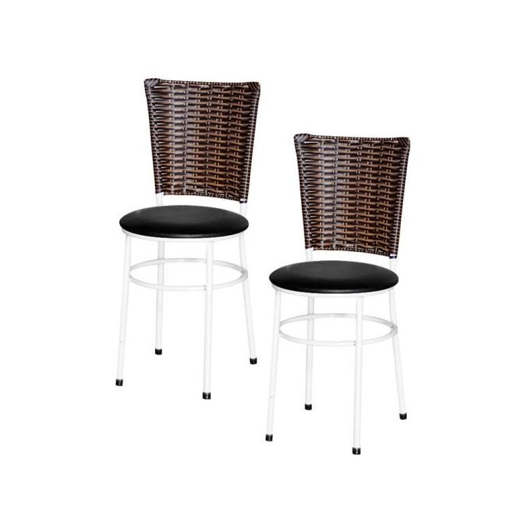 Kit 2 Cadeiras Brancas para Cozinha Hawai Cappuccino - Preto