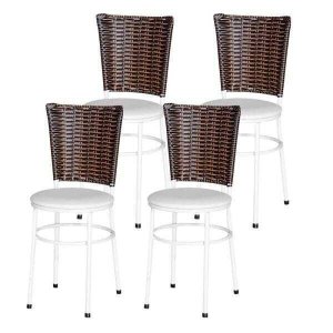 Kit 4 Cadeiras Brancas para Cozinha Hawai Cappuccino - Branco