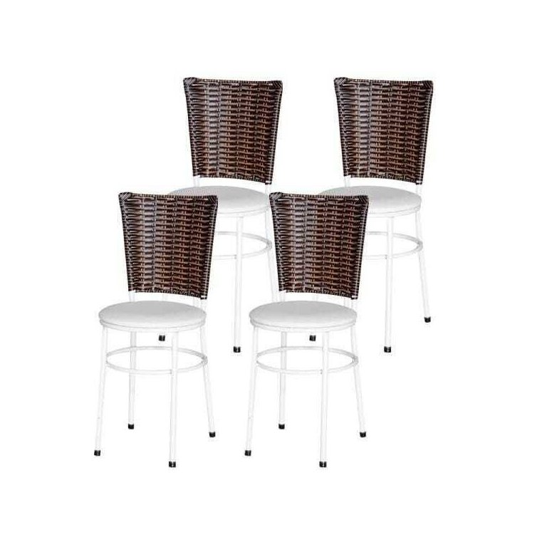 Kit 4 Cadeiras Brancas para Cozinha Hawai Cappuccino - Branco