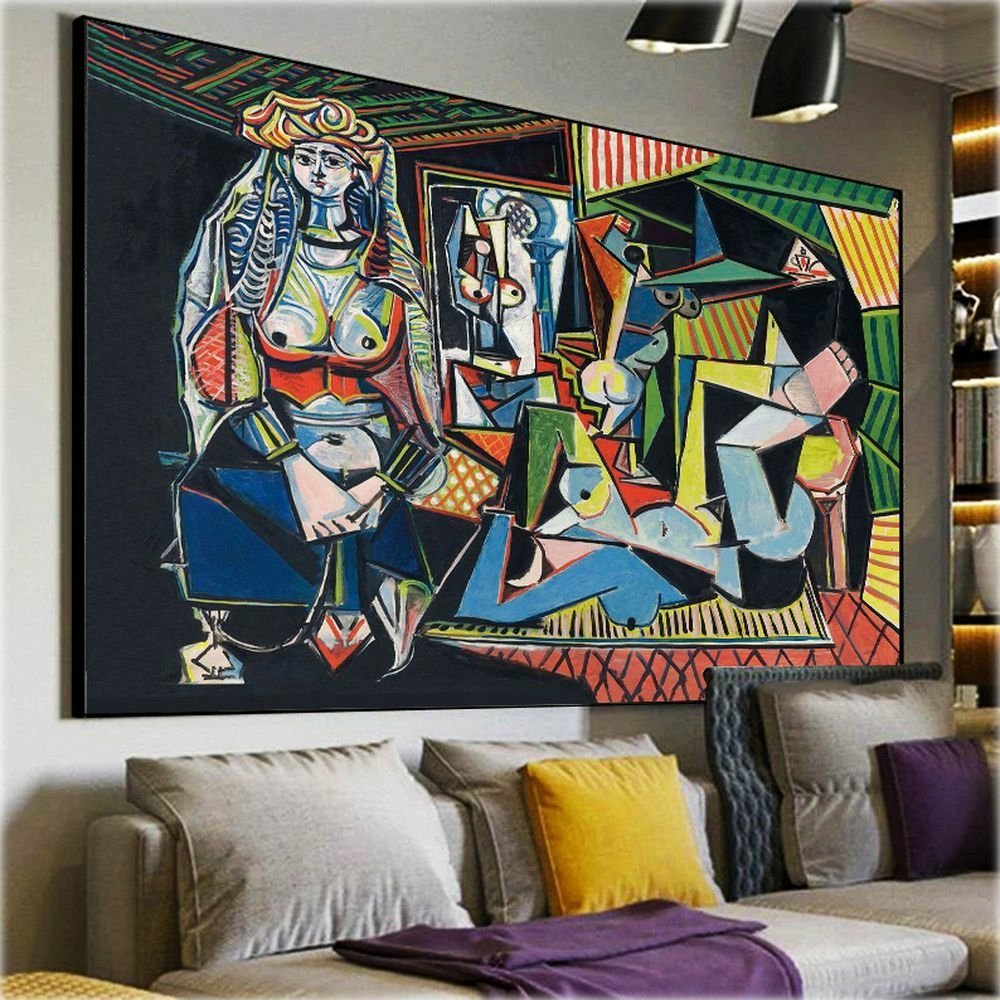 Quadro Decorativo Pablo Picasso Mulheres De Argel:150x100/BRANCA