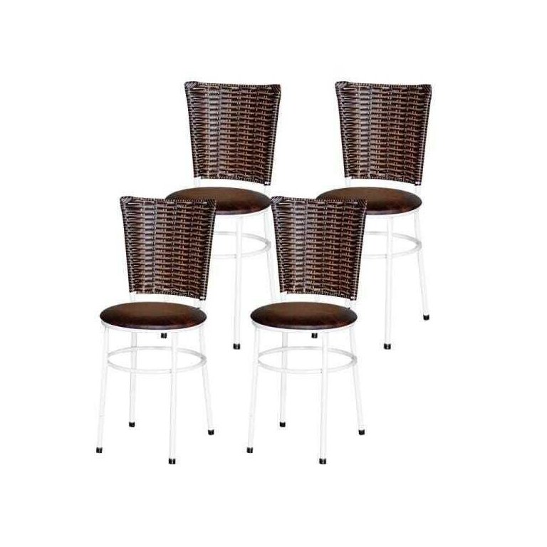 Kit 4 Cadeiras Brancas para Cozinha Hawai Cappuccino - Marrom