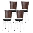 Ver imagem 1 de Kit 4 Cadeiras Brancas para Cozinha Hawai Cappuccino - Preto