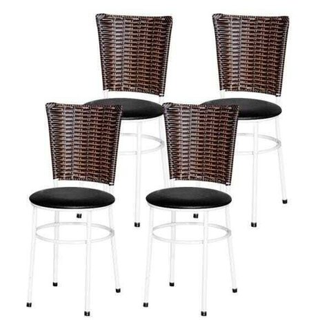 Kit 4 Cadeiras Brancas para Cozinha Hawai Cappuccino - Preto