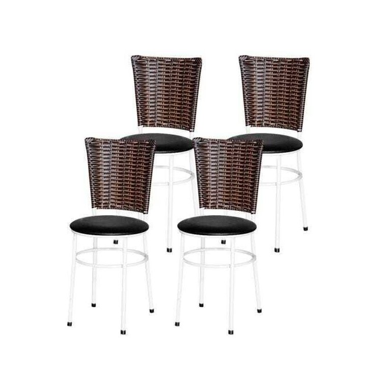 Kit 4 Cadeiras Brancas para Cozinha Hawai Cappuccino - Preto