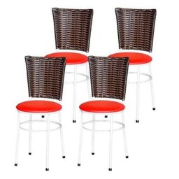 Kit 4 Cadeiras Brancas para Cozinha Hawai Cappuccino - Vermelho - 1