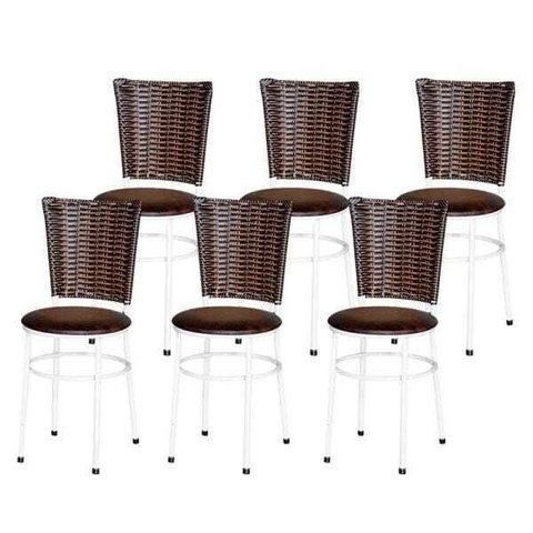 Kit 6 Cadeiras Brancas para Cozinha Hawai Cappuccino - Marrom