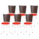 Ver imagem 1 de Kit 6 Cadeiras Brancas para Cozinha Hawai Cappuccino - Vermelho