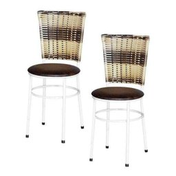 Kit 2 Cadeiras Brancas para Cozinha Hawai Cappuccino Premium - Marrom - 1