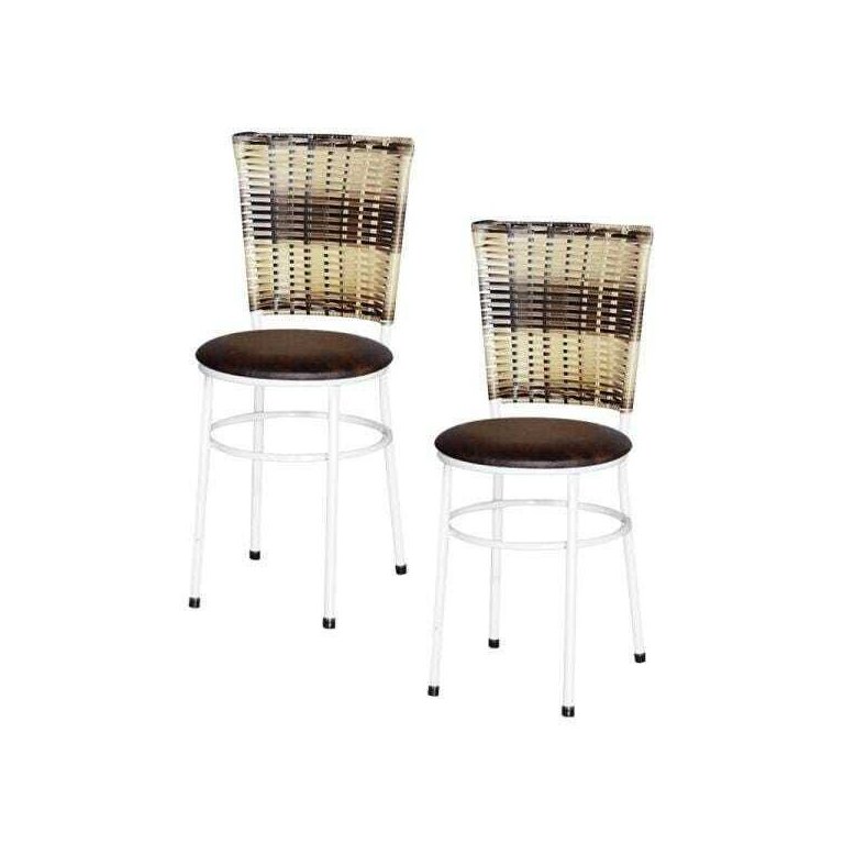 Kit 2 Cadeiras Brancas para Cozinha Hawai Cappuccino Premium - Marrom