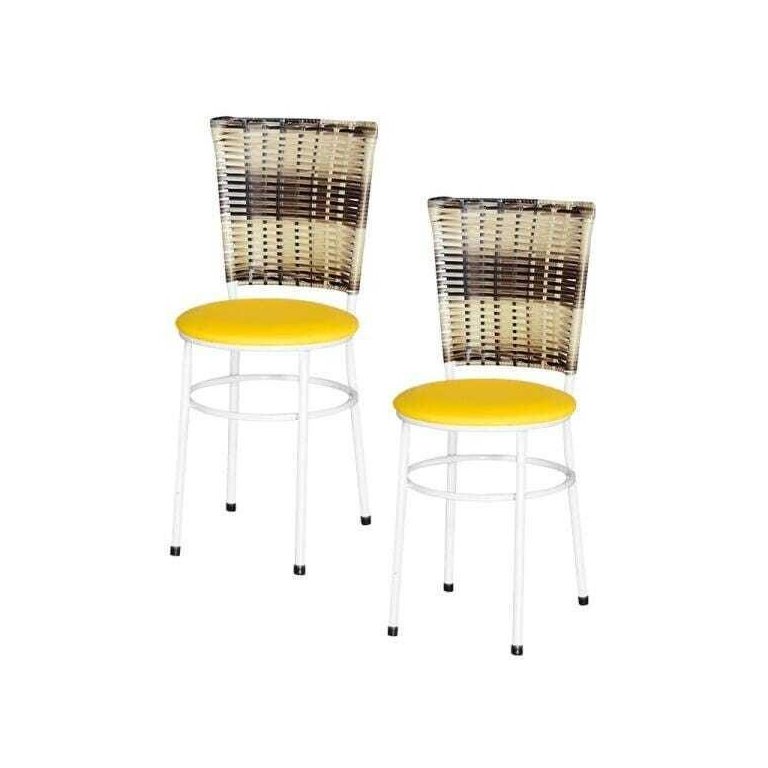 Kit 2 Cadeiras Brancas para Cozinha Hawai Cappuccino Premium - Amarelo