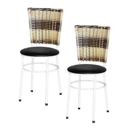 Kit 2 Cadeiras Brancas para Cozinha Hawai Cappuccino Premium - Preto - 1