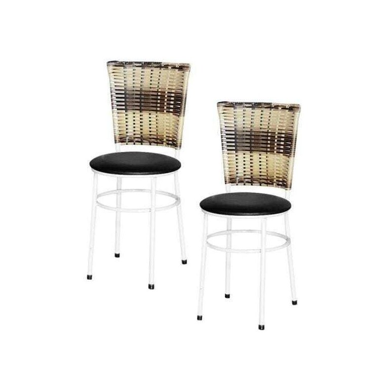 Kit 2 Cadeiras Brancas para Cozinha Hawai Cappuccino Premium - Preto