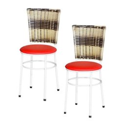 Kit 2 Cadeiras Brancas para Cozinha Hawai Cappuccino Premium - Vermelho - 1