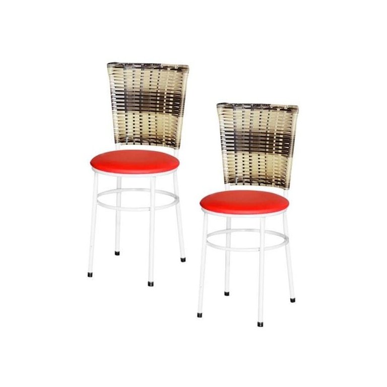 Kit 2 Cadeiras Brancas para Cozinha Hawai Cappuccino Premium - Vermelho
