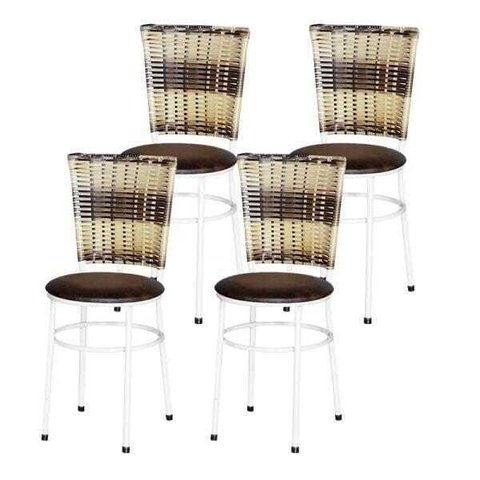 Kit 4 Cadeiras Brancas para Cozinha Hawai Cappuccino Premium - Marrom