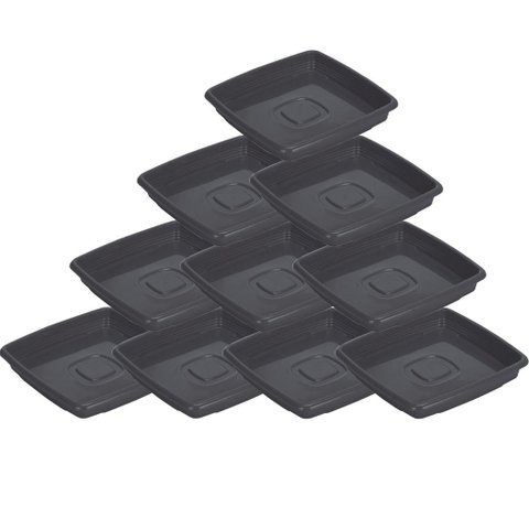 Kit 10 Pratos para Vaso Quadrado 20,5cm X 2,5cm Ercaplast