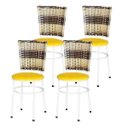 Ver imagem 1 de Kit 4 Cadeiras Brancas para Cozinha Hawai Cappuccino Premium - Amarelo