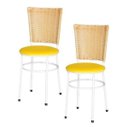Ver imagem 1 de Kit 2 Cadeiras Brancas para Cozinha Hawai Palha - Amarelo