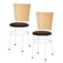 Ver imagem 1 de Kit 2 Cadeiras Brancas para Cozinha Hawai Palha - Marrom