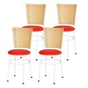 Ver imagem 1 de Kit 4 Cadeiras Brancas para Cozinha Hawai Palha - Vermelho