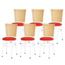 Ver imagem 1 de Kit 6 Cadeiras Brancas para Cozinha Hawai Palha - Vermelho
