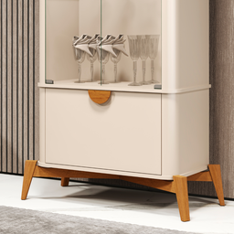 Cristaleira Buriti para Sala de Estar Duas Prateleiras de Vidro - Jb Móveis:off White - 3 Cristaleira Buriti para Sala de Estar Duas Prateleiras de Vidro - Jb Móveis:off White - 3