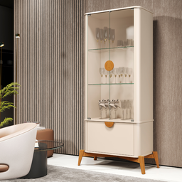 Cristaleira Buriti para Sala de Estar Duas Prateleiras de Vidro - Jb Móveis:off White - 2 Cristaleira Buriti para Sala de Estar Duas Prateleiras de Vidro - Jb Móveis:off White - 2