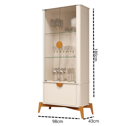 Cristaleira Buriti para Sala de Estar Duas Prateleiras de Vidro - Jb Móveis:off White - 4 Cristaleira Buriti para Sala de Estar Duas Prateleiras de Vidro - Jb Móveis:off White - 4