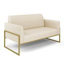 Ver imagem 3 de Sofá Namoradeira com 2 Poltronas Base Industrial Alta Dourado Marisa Linho Bege A19 D03 - D’Rossi Dr