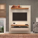 Ver imagem 2 de Painel Bancada Suspensa Para TV Até 55 Pol. TB106E Com LED 2 Gavetas Off White/Freijó - Pradel