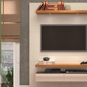 Ver imagem 3 de Painel Bancada Suspensa Para TV Até 55 Pol. TB106E Com LED 2 Gavetas Off White/Freijó - Pradel
