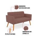 Ver imagem 5 de Kit 1 Sofá Namoradeira e 1 Poltrona Elisa Veludo Rosê Pés Palito Castanho - D’Rossi