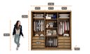 Ver imagem 5 de Guarda Roupa Casal 3 Portas 8 Gavetas - Medelim-cumaru/fendi - Móveis Novo Horizonte