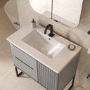Ver imagem 6 de Conjunto para Banheiro Lavínia 80 com Pés Avelã Espelheira Tereza Cristina com Lavatório Fabribam