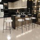 Ver imagem 2 de Kit 04 Banquetas Baixa Cozinha Sala Jantar Bancada Milão L02 Couríssimo Preto Champagne - lyam decor