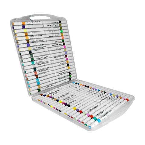 Super Kit Estojo Canetinhas Profissional Permanente Ponta Dura 1°linha Touch 89 Cores Acrilic Maker