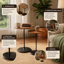 Ver imagem 2 de Kit 2 Mesas Laterais Redondas Sala Sofá Madeira Decorativas