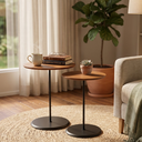 Ver imagem 1 de Kit 2 Mesas Laterais Redondas Sala Sofá Madeira Decorativas