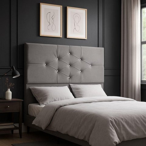 Cabeceira Cama Box Casal 90 Cm Camboriú Suede Cinza