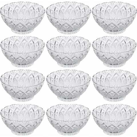 Jogo 12 Mini Tigelas Bowls Vidro 10x4,5cm 80ml Redondo King