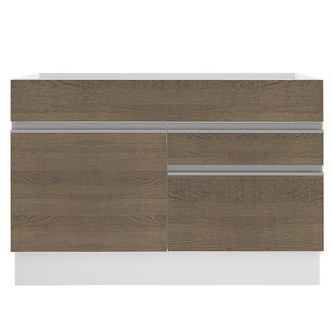 Balcão de Pia Glamy 1 Porta 2 Gavetas Branco e Rustic Madesa