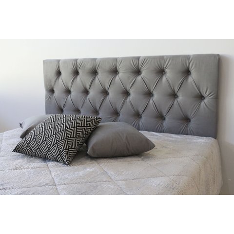 Cabeceira Estofada Queen Cor Cinza Capitonê 160x60cm Com Botões Na Mesma Cor - Super Confortável