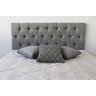 Cabeceira Estofada Queen Cor Cinza Capitonê 160x60cm Com Botões Na Mesma Cor - Super Confortável - 3