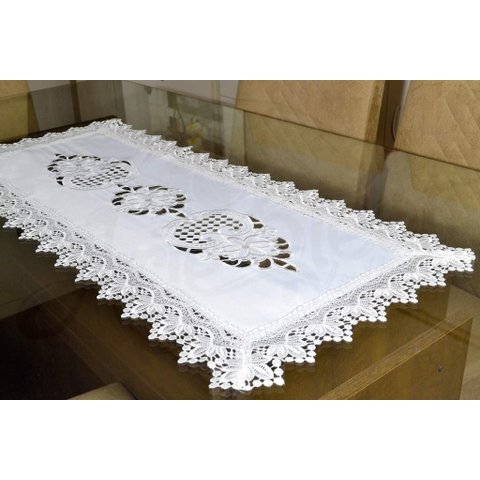 Caminho de Mesa Toulouse Branco - 0,90 m Arte & Tear Caminho de Mesa Bordado