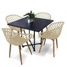 Kit 04 Cadeiras Clarice Nude e 01 Mesa de Jantar 04 Lugares Jade 90 Cm Preto Industrial Preto - 1