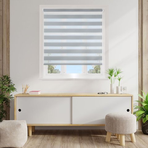 Persiana Zebra 1,40x1,60 Rolo Duplo Double Vision - Cinza